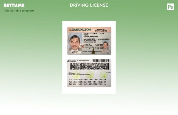 Модерен стил на САД Вашингтон за возачка дозвола присутен шаблон